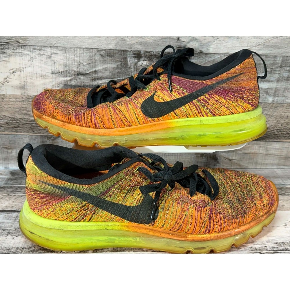 Nike Mens Flyknit Air Max Running Shoes Orange 620469-801 Size 11.5